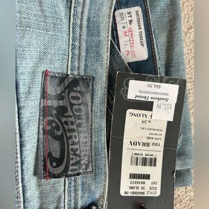 Brand new with tags, southern thread jeans, 35 extra long the Brady style